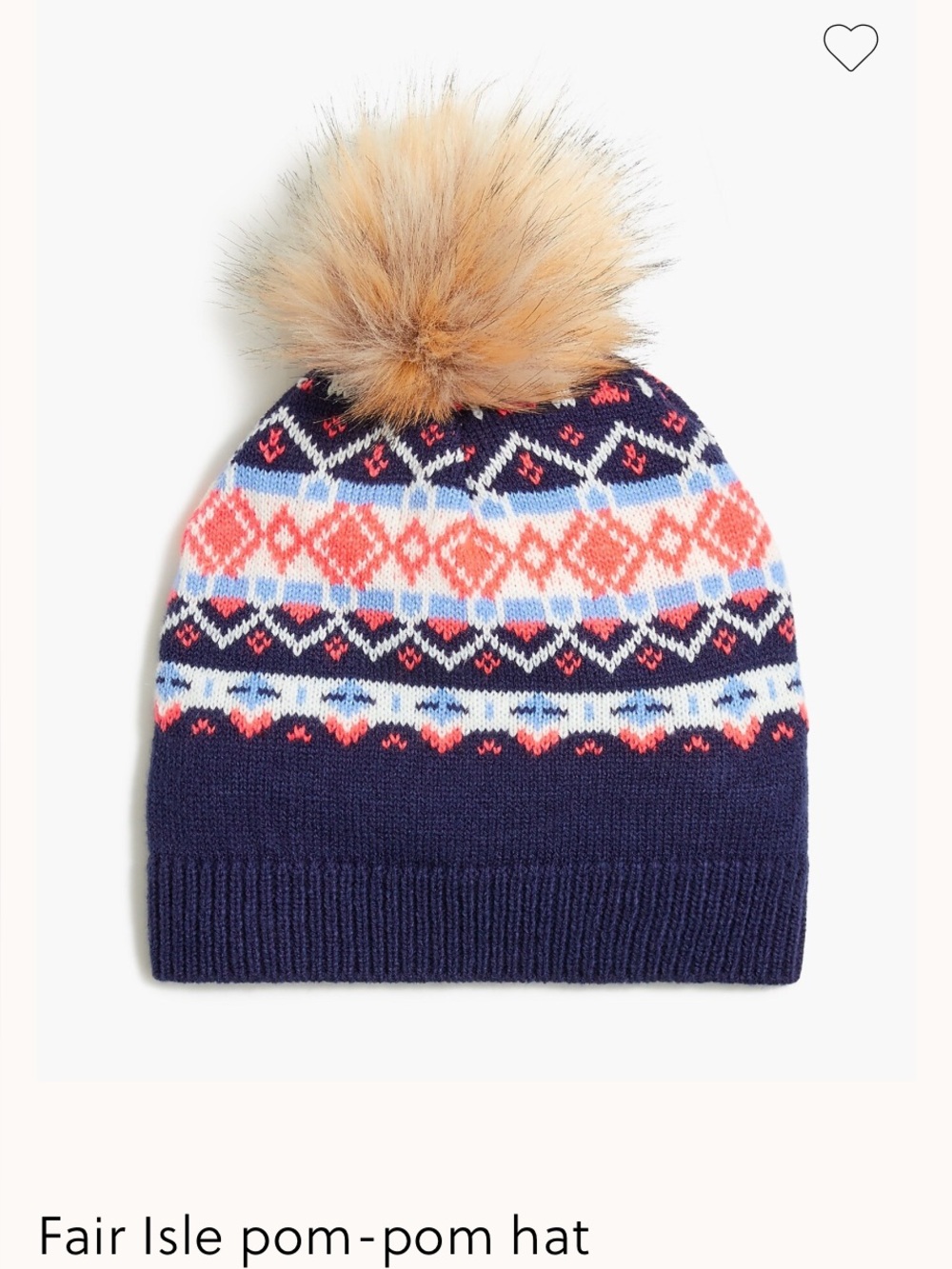 J Crew Navy Fair Isle Pom-Pom Hat, Scarf & Mitten Set - Cozy Winter Accessories
